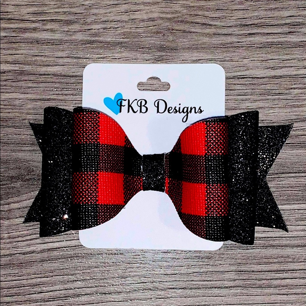 Faux leather 3.5 inch hair bow with alligator clip